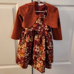 Sleeveless formal flower print dress with cardigan